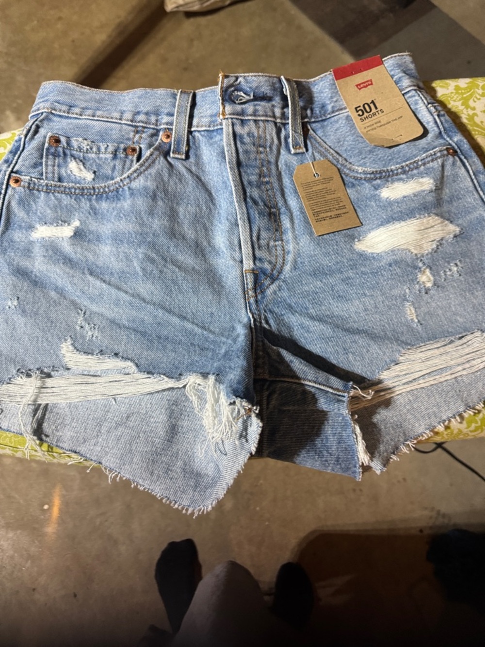 Levi's Light Blue Distressed Cutoff Jean Shorts